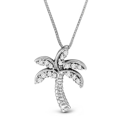 1/8 CT. T.W. Diamond Palm Tree Pendant in 14K White Gold