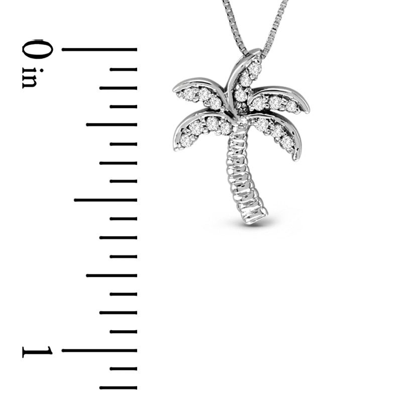 Main Image 2 of 1/8 CT. T.W. Diamond Palm Tree Pendant in 14K White Gold