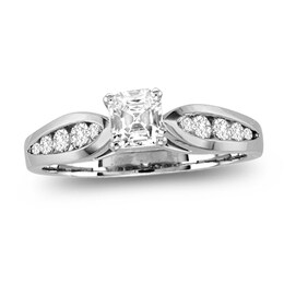 7/8 CT. T.W. Asscher-Cut Diamond Engagement Ring in 14K White Gold