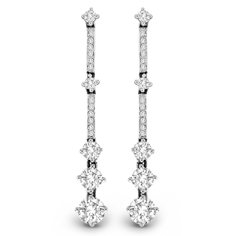 2 CT. T.W. Diamond Line Drop Earrings in 14K White Gold (J/I1)