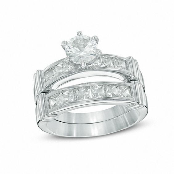 Created white sales sapphire bridal set