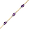 Thumbnail Image 0 of Oval Amethyst and Diamond Accent Bracelet in 10K Gold Vermeil - 7.25"