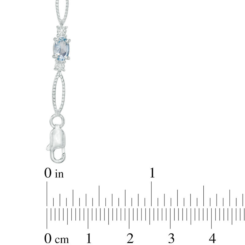 Oval Aquamarine and Diamond Accent Bracelet in Sterling Silver