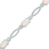 Thumbnail Image 0 of Oval Lab-Created Opal and Diamond Accent Bracelet in Sterling Silver - 7.25"