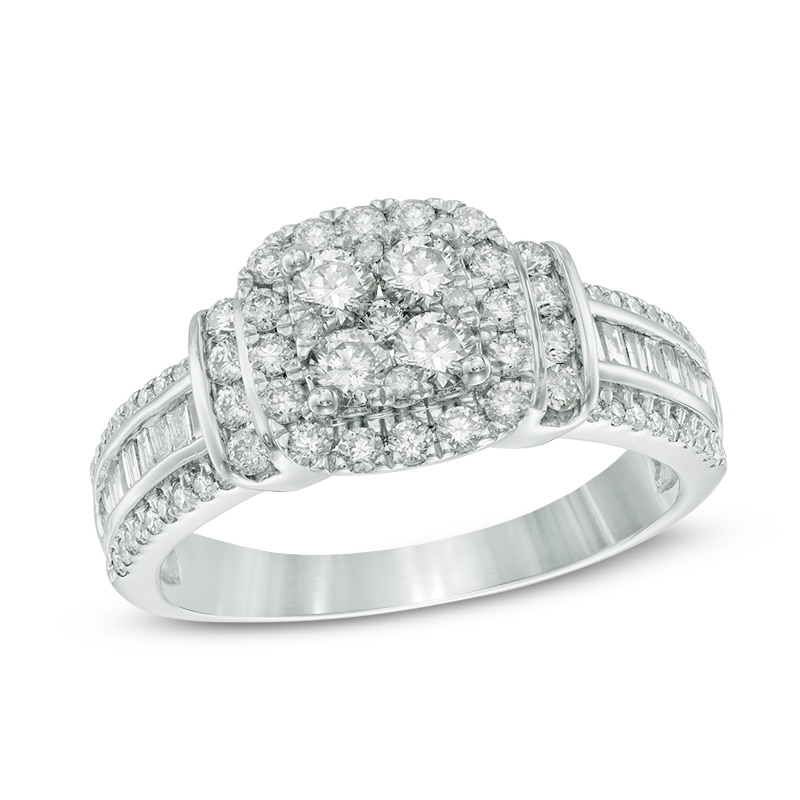 Main Image 1 of 1 CT. T.W. Diamond Composite Frame Engagement Ring in 10K White Gold