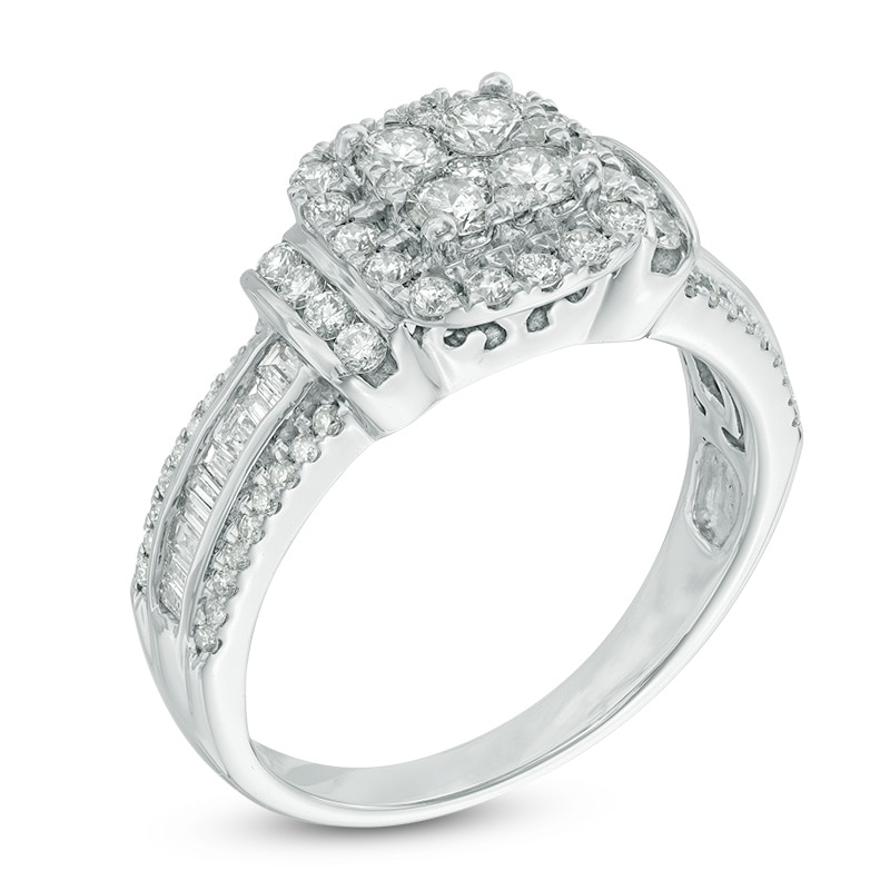 Main Image 2 of 1 CT. T.W. Diamond Composite Frame Engagement Ring in 10K White Gold