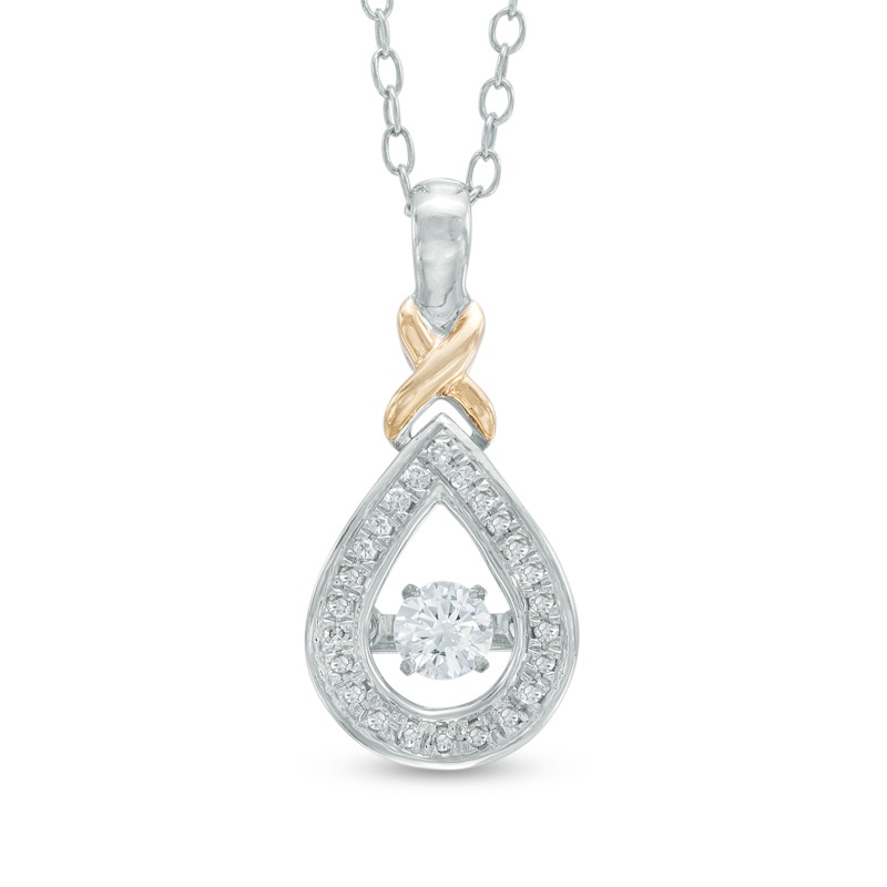 Main Image 1 of 1/4 CT. T.W. Diamond Teardrop Pendant in 10K Two-Tone Gold