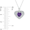 Thumbnail Image 1 of 6.0mm Heart-Shaped Amethyst and 1/8 CT. T.W. Diamond Frame Heart Pendant in 10K White Gold