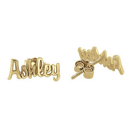 Personalized Earrings Create Your Own Zales Script Name Stud Earrings In Sterling Silver With 14k Gold Plate 8 Characters