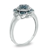 Thumbnail Image 1 of 1/4 CT. T.W. Enhanced Blue and White Diamond Vintage-Style Clover Ring in Sterling Silver
