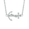 Thumbnail Image 0 of Diamond Accent Sideways Anchor Necklace in Sterling Silver - 17"