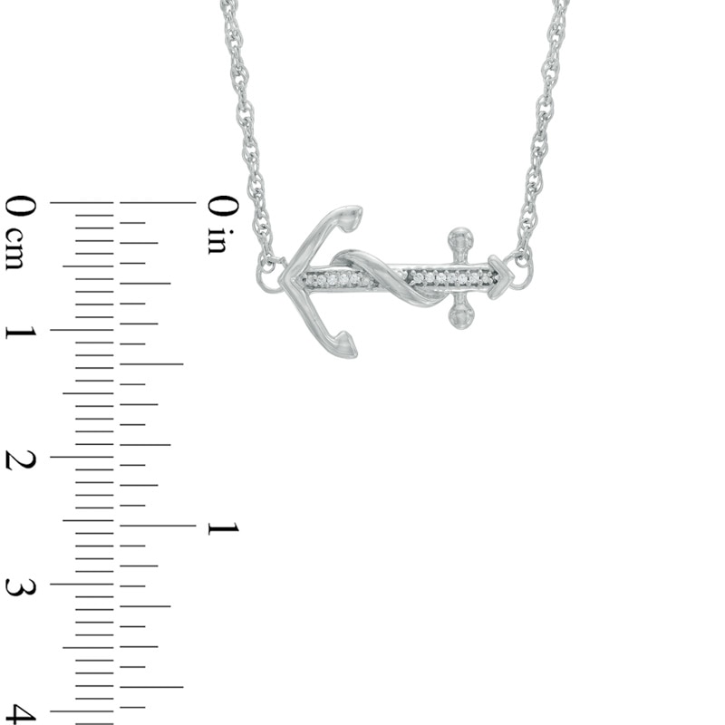 Diamond Accent Sideways Anchor Necklace in Sterling Silver - 17"