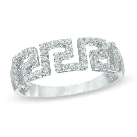 1/3 CT. T.w. Diamond Greek Key Cutout Ring in Sterling Silver