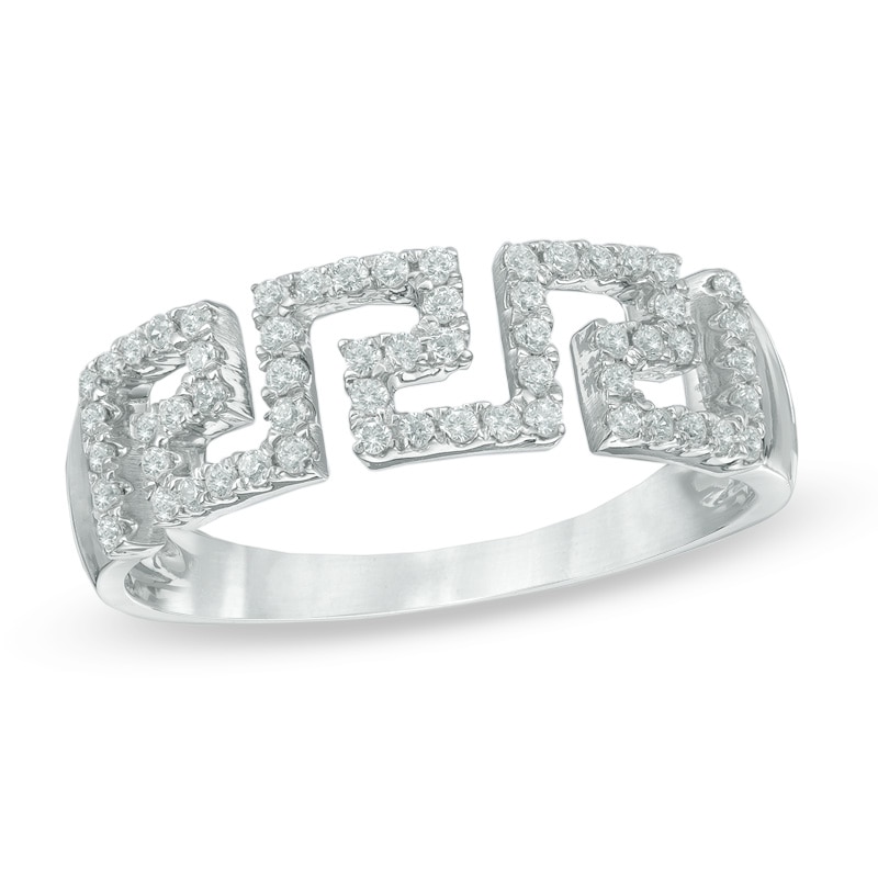 1/3 CT. T.W. Diamond Greek Key Cutout Ring in Sterling Silver