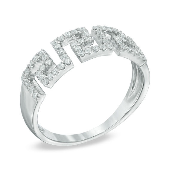1/3 CT. T.w. Diamond Greek Key Cutout Ring in Sterling Silver