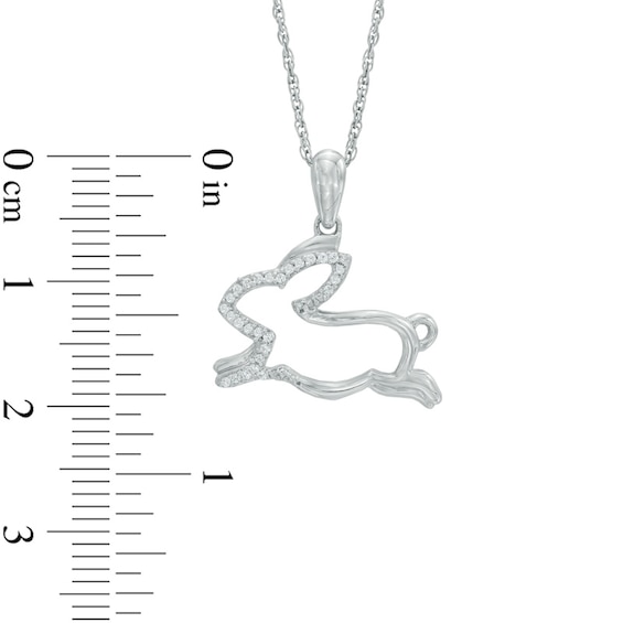 Diamond Accent Running Rabbit Pendant in Sterling Silver