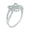 Thumbnail Image 1 of 1/5 CT. T.W. Diamond Bow Split Shank Ring in Sterling Silver