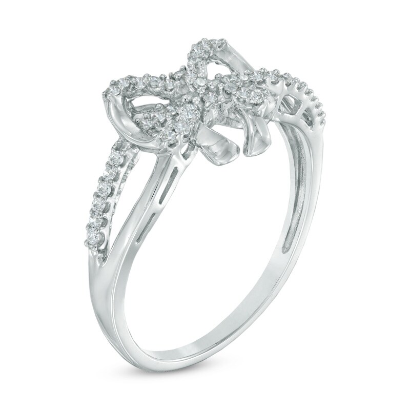 1/5 CT. T.W. Diamond Bow Split Shank Ring in Sterling Silver