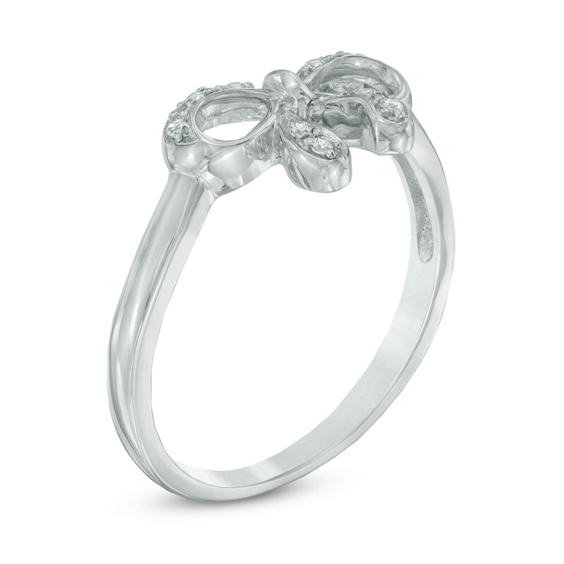Diamond Accent Bow Ring in Sterling Silver Zales