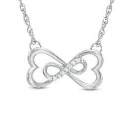 1/20 CT. T.W. Diamond Sideways Heart-Shaped Infinity Necklace in 10K White Gold