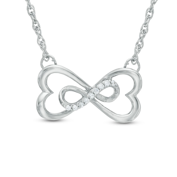 1/20 CT. T.w. Diamond Sideways Heart-Shaped Infinity Necklace in 10K White Gold