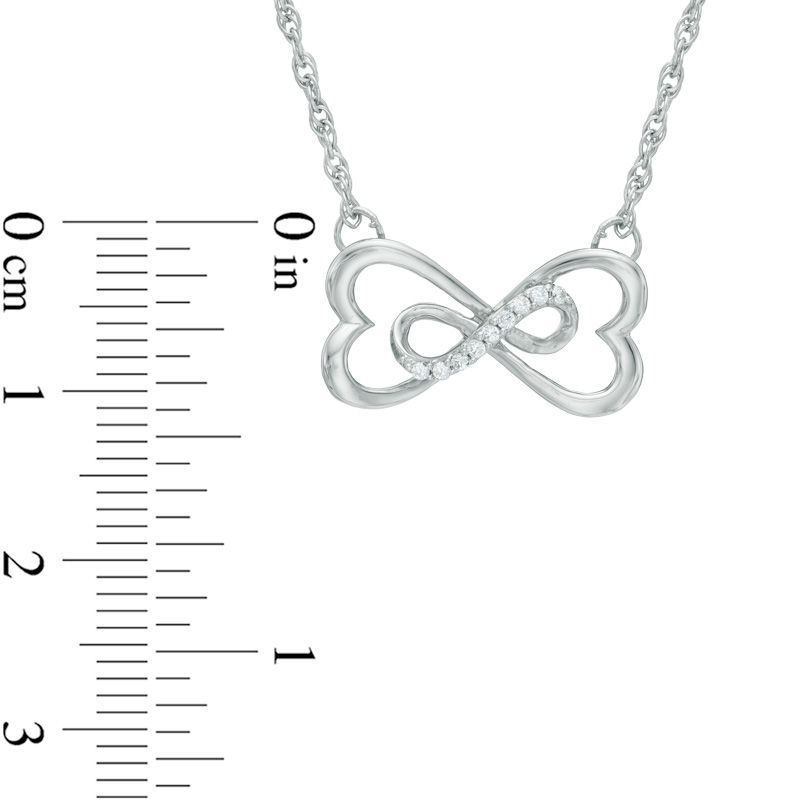 Main Image 2 of 1/20 CT. T.W. Diamond Sideways Heart-Shaped Infinity Necklace in 10K White Gold