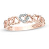 Thumbnail Image 1 of Diamond Accent Alternating Hearts Ring in 10K Rose Gold