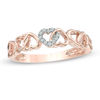 Thumbnail Image 0 of Diamond Accent Alternating Hearts Ring in 10K Rose Gold