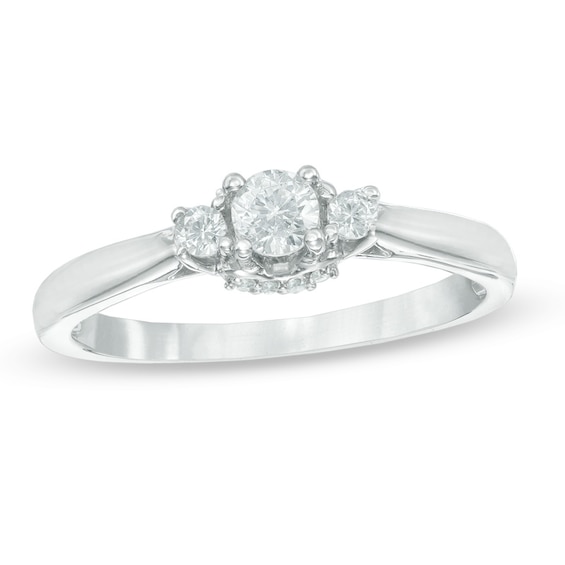 1/4 CT. T.w. Diamond Three Stone Engagement Ring in 10K White Gold