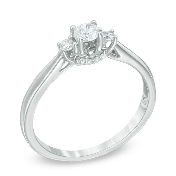 1/4 CT. T.w. Diamond Three Stone Engagement Ring in 10K White Gold