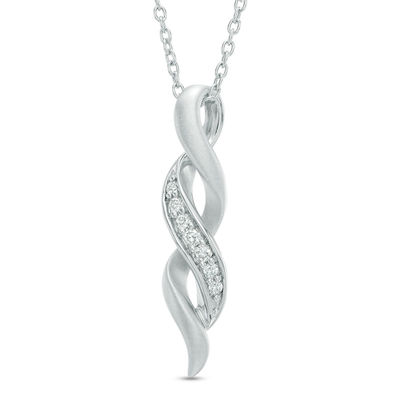 1/10 CT. T.W. Diamond Twist Pendant in Sterling Silver | Zales