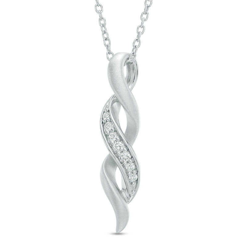 1/10 CT. T.W. Diamond Twist Pendant in Sterling Silver | Zales