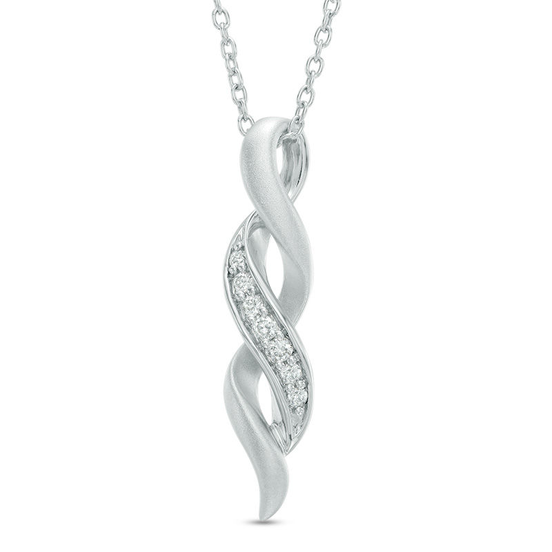 Main Image 1 of 1/10 CT. T.W. Diamond Twist Pendant in Sterling Silver