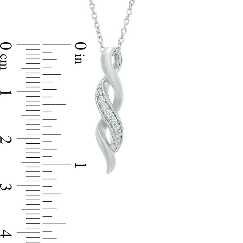 Main Image 2 of 1/10 CT. T.W. Diamond Twist Pendant in Sterling Silver