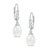 Thumbnail Image 0 of Cultured Freshwater Pearl and 1/20 CT. T.W. Diamond Drop Earrings in 10K White Gold