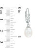 Thumbnail Image 1 of Cultured Freshwater Pearl and 1/20 CT. T.W. Diamond Drop Earrings in 10K White Gold