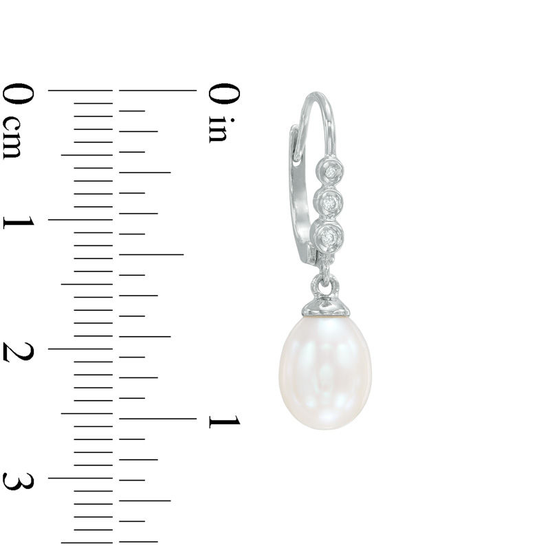 Cultured Freshwater Pearl and 1/20 CT. T.W. Diamond Drop Earrings in 10K White Gold