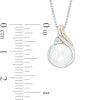 Thumbnail Image 2 of 7.0-8.0mm Freshwater Cultured Pearl and Diamond Accent Pendant and Drop Earrings Set in Sterling Silver and 14K Gold