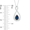 Thumbnail Image 2 of Pear-Shaped Blue Sapphire and Diamond Accent Infinity Pendant in 10K White Gold