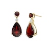 Thumbnail Image 1 of Pear-Shaped Garnet and Diamond Accent Drop Earrings in 10K Gold