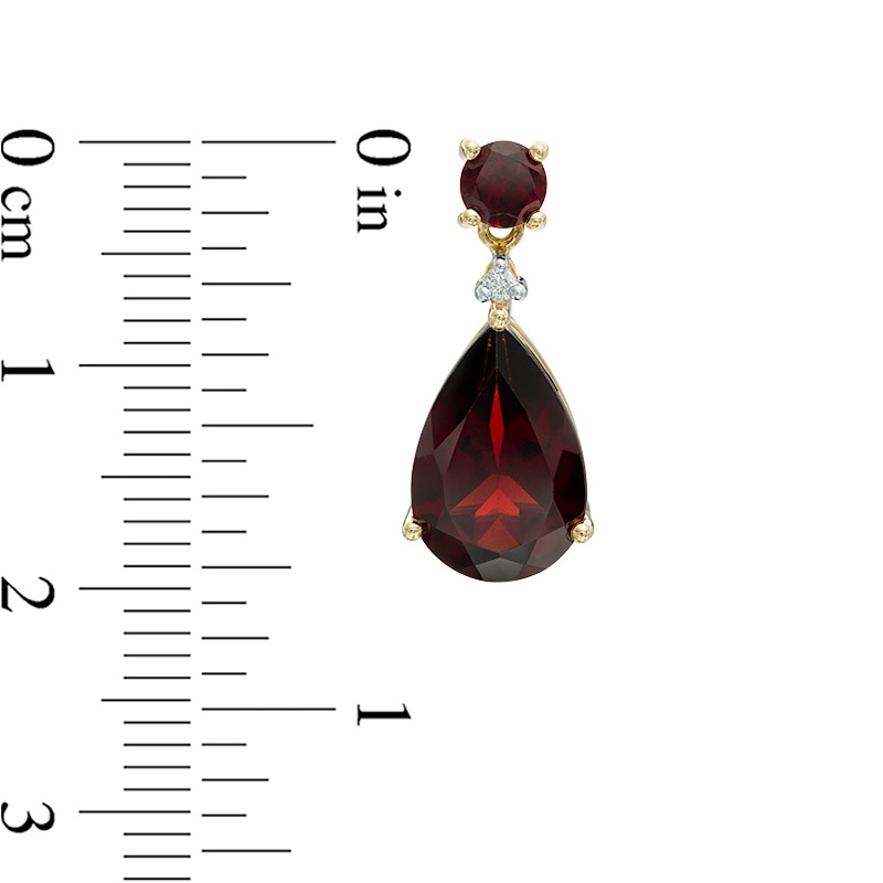 Pear-Shaped Garnet and Diamond Accent Drop Earrings in 10K Gold
