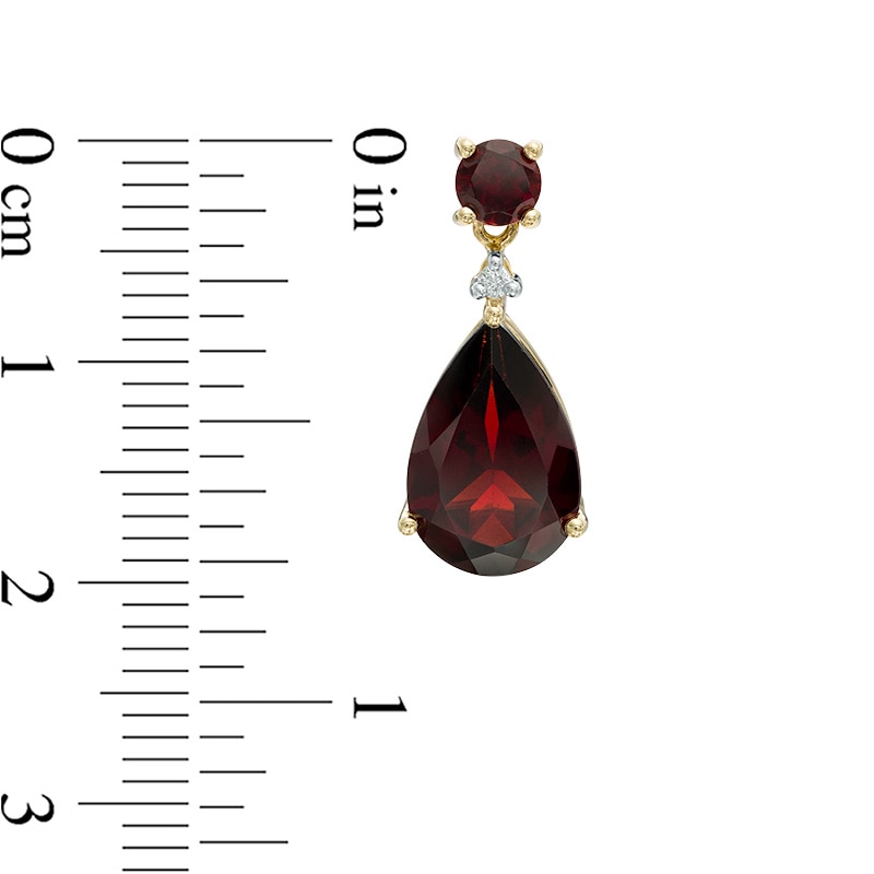 Main Image 2 of Pear-Shaped Garnet and Diamond Accent Drop Earrings in 10K Gold