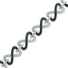 Thumbnail Image 1 of Enhanced Black and White Diamond Accent Heart-Shaped Infinity Link Bracelet in Sterling Silver - 7.25"