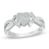 Thumbnail Image 1 of Diamond Accent Beaded Heart Promise Ring in Sterling Silver