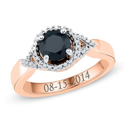 6 5mm Black Onyx And 1 10 Ct T W Diamond Split Shank Promise Ring In 10k Rose Gold 17 Characters Zales