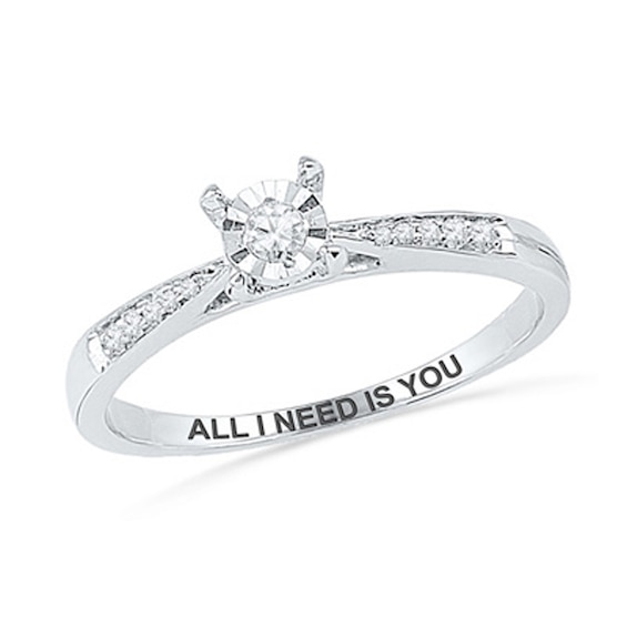 1/10 CT. T.w. Diamond Promise Ring in 10K White Gold (17 Characters)