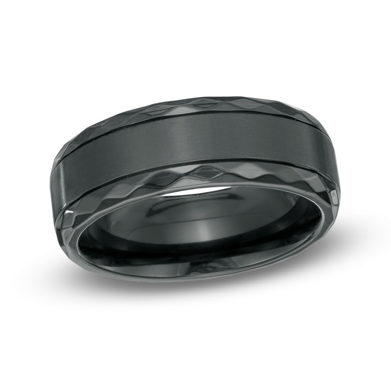 Main Image 1 of 8.0mm Black Zirconium Textured Edge Ring