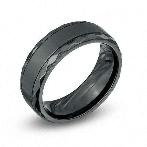 8.0mm Black Zirconium Textured Edge Ring