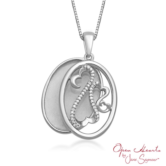 Open Hearts Family by Jane Seymourâ¢ Diamond Accent Oval Pendant in Sterling Silver