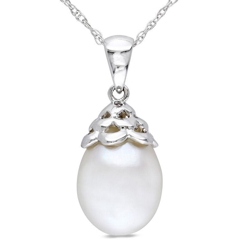 9.5 - 10.0mm Cultured Freshwater Pearl Necklace in 10K White Gold